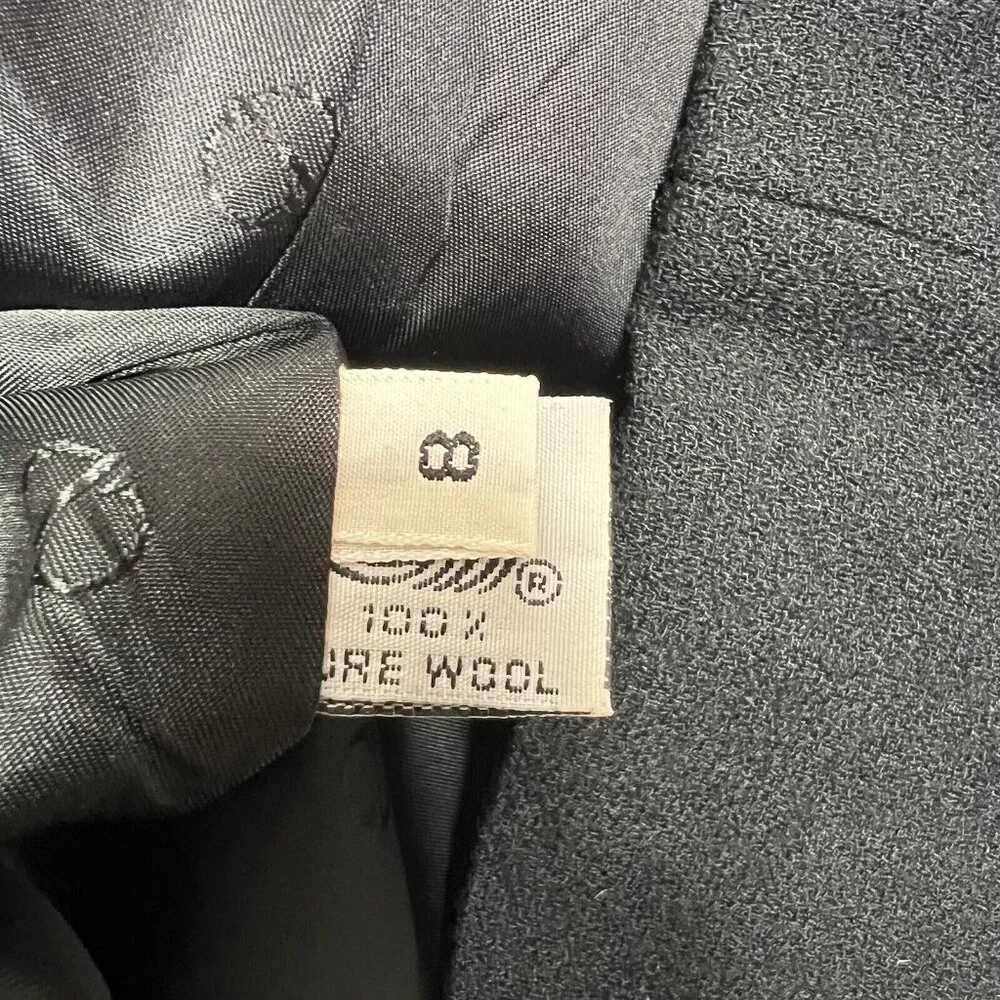 Vintage Christian Dior Suit 2 Pc Jacket & Wrap Skirt Black Size 8 100% Wool USA